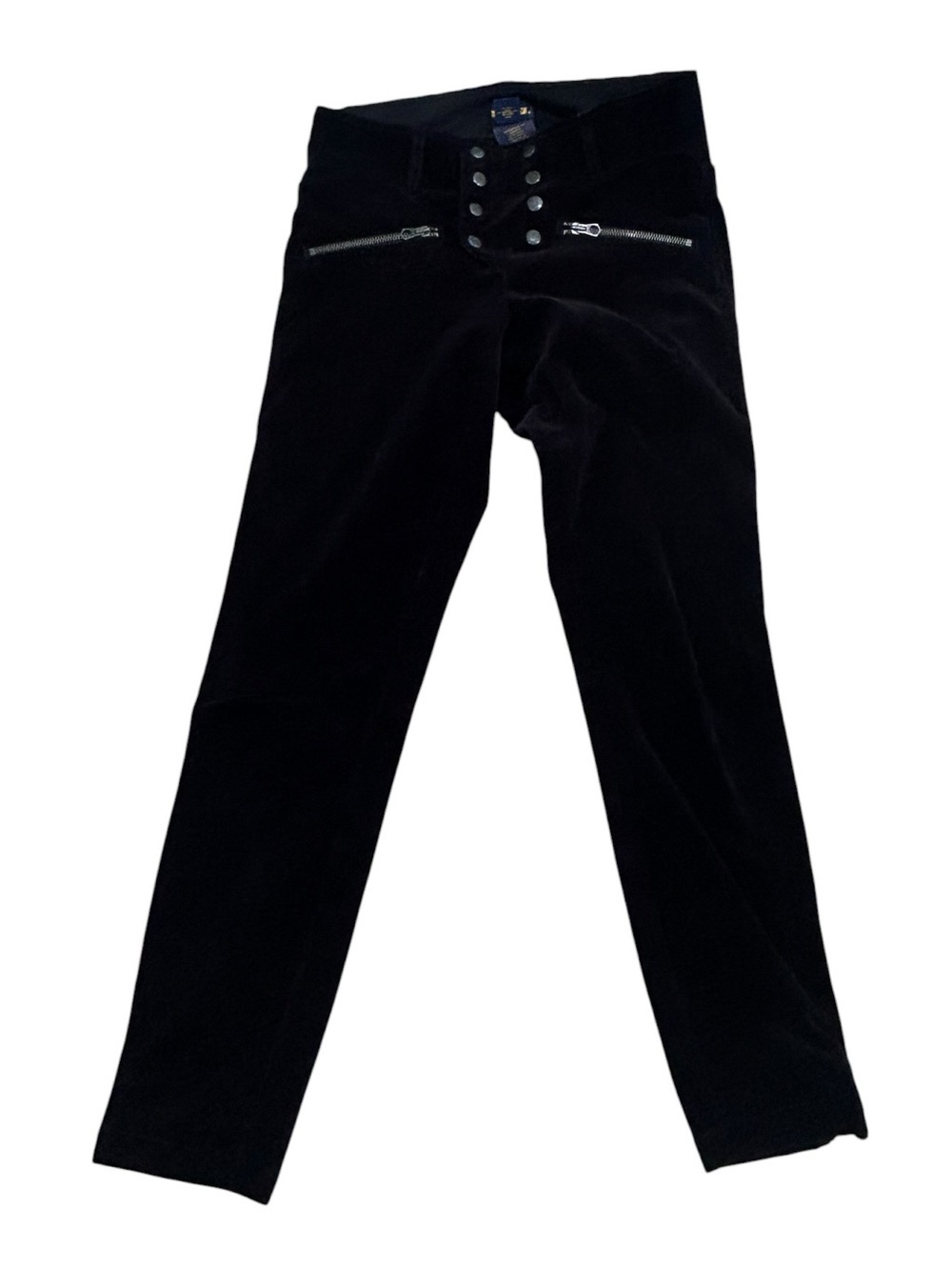 Ralph Lauren rugby Black corduroy ankle zippered cuffs pants snap closure sz 4